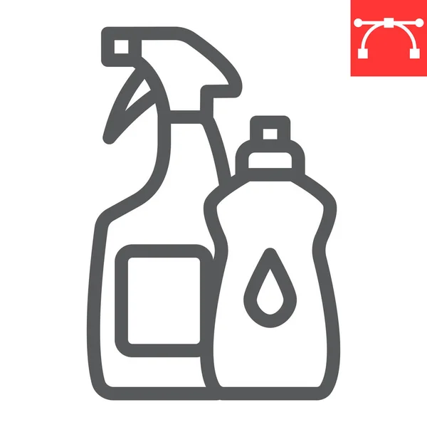 Rengöringsprodukter linje ikon, hygien och kemiska, hushåll renare produkter underteckna vektor grafik, redigerbar stroke linjär ikon, eps 10. — Stock vektor
