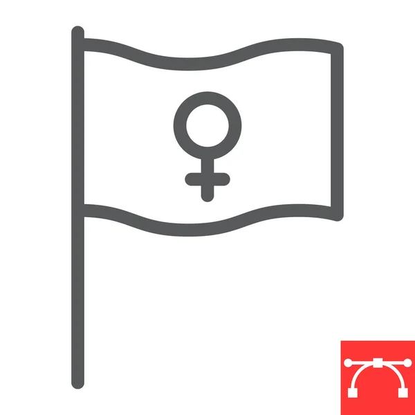 Feminism flag line icon, sexism and feminism, women rights flag sign vector graphics, editable stroke linear icon, eps 10. — Stock Vector