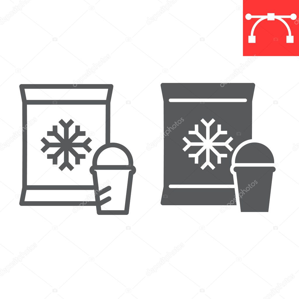 Frozen food line and glyph icon, fish and shrimp, seafood sign vector graphics, editable stroke linear icon, eps 10