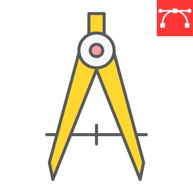 Ayırıcı renk çizgisi simgesi, pusula ve mimar, bölücü işaret vektör grafikleri, düzenlenebilir çizgi simgesi, ses 10.