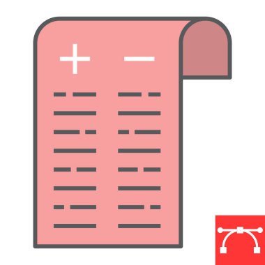 Artılar ve eksiler renk çizgisi simgesi, test ve seçim, artılar ve eksiler vektör grafiklerini imzalayın, düzenlenebilir çizgi simgesi, 10.