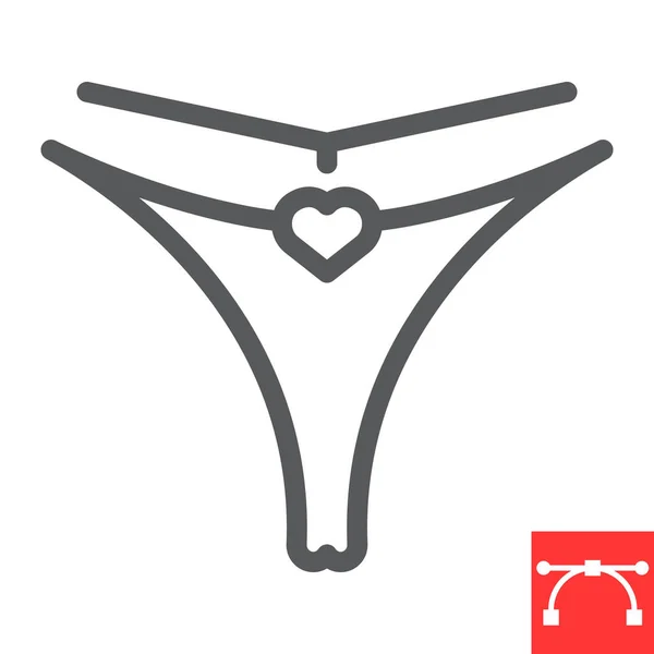 Sexy donna linea di biancheria intima icona, San Valentino giorno e bikini, g stringa segno grafica vettoriale, modificabile ictus lineare icona, eps 10. — Vettoriale Stock