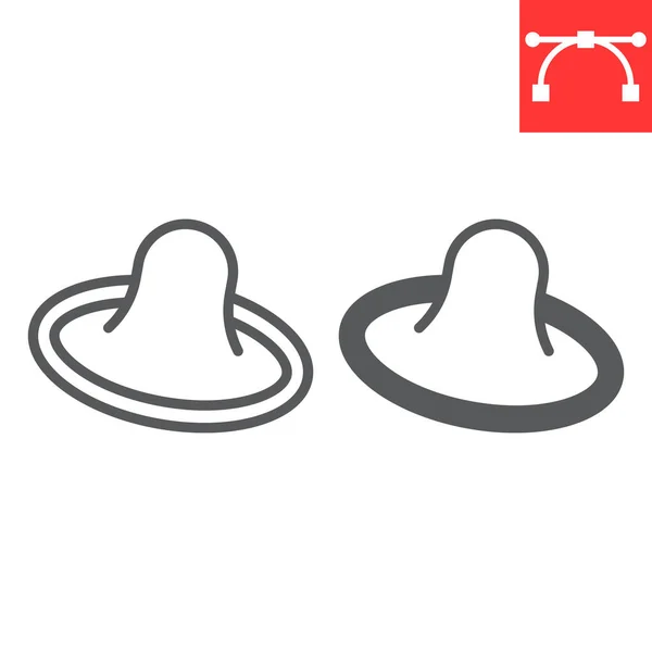 Condom line and glyph icon, hiv and contraception, preservative sign vector graphics, editable stroke linear icon, eps 10. — Stockový vektor