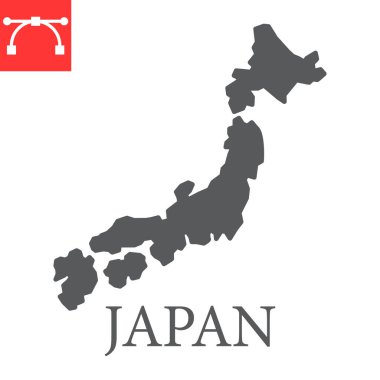 Map of Japan glyph icon, country and geography, japan map sign vector graphics, editable stroke solid icon, eps 10.