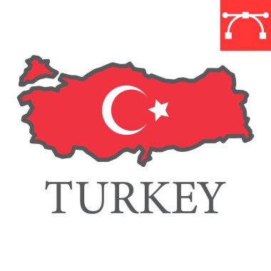 Map of Turkey color line icon, country and geography, turkey map flag sign vector graphics, editable stroke filled outline icon, eps 10.