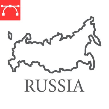 Map of Russia line icon, country and geography, russia map sign vector graphics, editable stroke linear icon, eps 10.