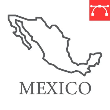 Map of Mexico line icon, country and geography, mexico map sign vector graphics, editable stroke linear icon, eps 10.