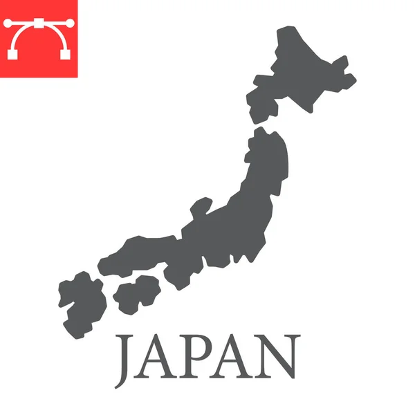 Map of Japan glyph icon, country and geography, japan map sign vector graphics, editable stroke solid icon, eps 10. — Vector de stock