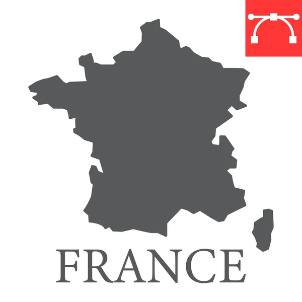 Hartă a Franței pictogramă glifă, țară și geografie, france hartă semn grafic vectorial, pictogramă solidă accident vascular cerebral editabil, eps 10 . — Vector de stoc