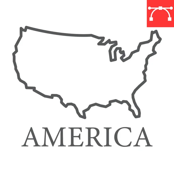 Map of USA line icon, country and north america, usa map sign vector graphics, editable stroke linear icon, eps 10. — Stock Vector