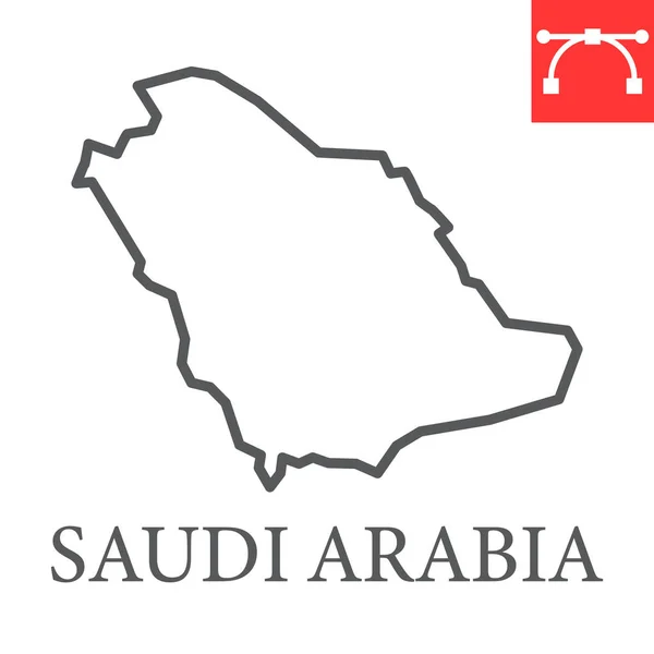 Відображення лінії sudi arabia, країни та географії, saudi arabia map sign vector graphics, edededededitable stroke linear icon, eps 10. — стоковий вектор