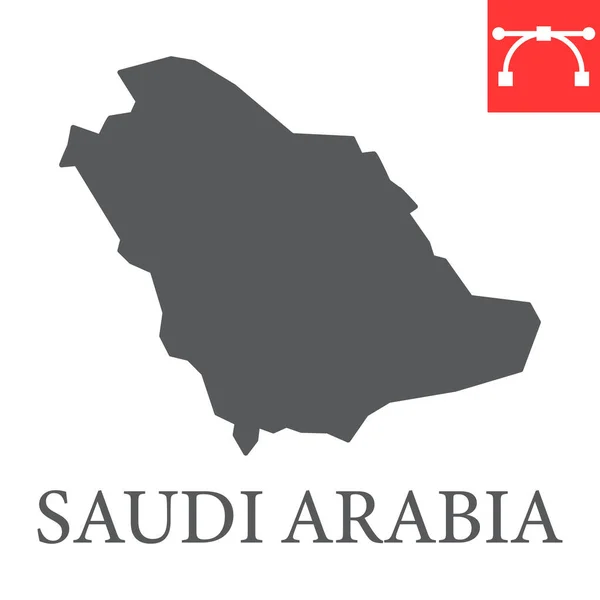 Map of saudi arabia glyph icon, country and geography, saudi arabia map sign vector graphics, ededitable stroke solid icon, eps 10. — стоковий вектор