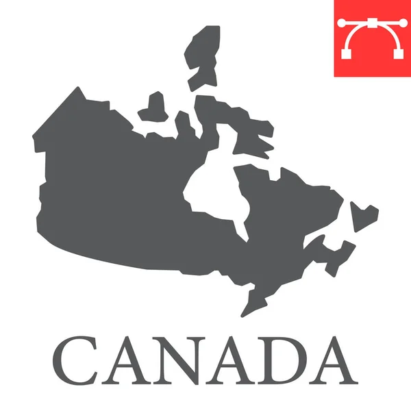Map of Canada glyph icon, country and geography, canada map sign vector graphics, editable stroke solid icon, eps 10. — Διανυσματικό Αρχείο