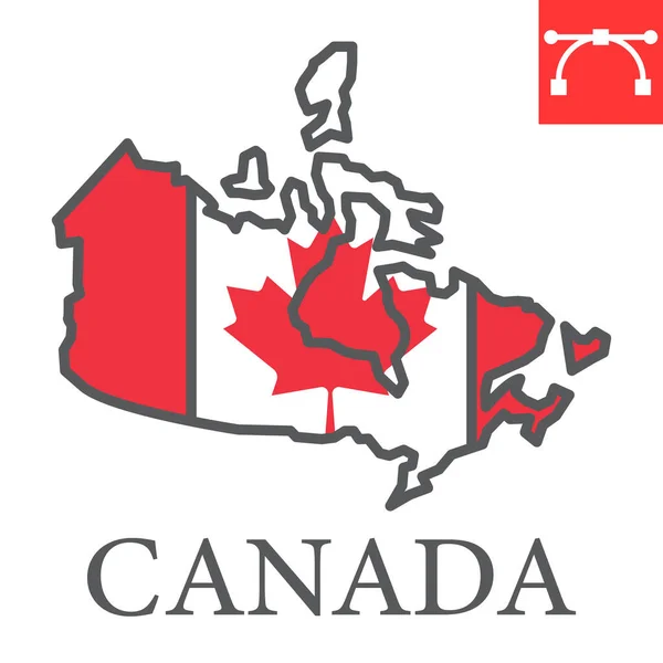 Map of Canada color line icon, country and geography, canada map flag sign vector graphics, editable stroke filled outline icon, eps 10. — Διανυσματικό Αρχείο