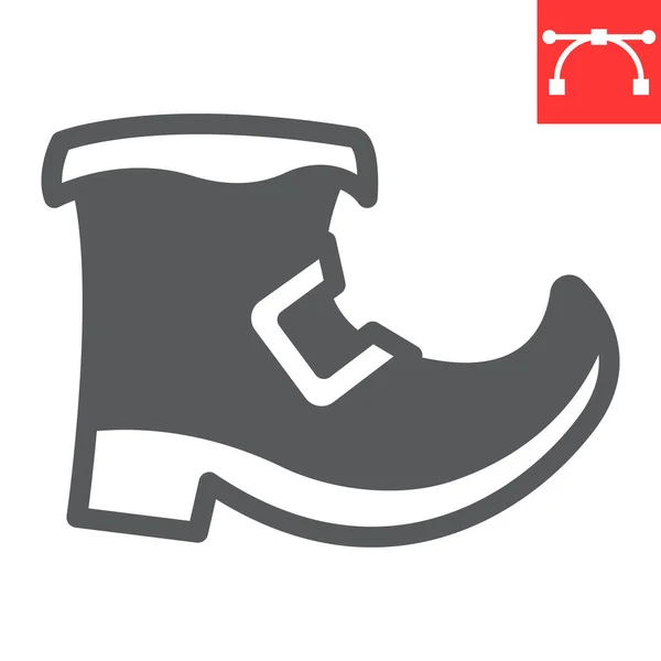 Leprechaun boot glyph icon, St. Patricks day and holiday, traditional boot vector icon, vector graphics, editable stroke solid sign, eps 10. — Stockový vektor