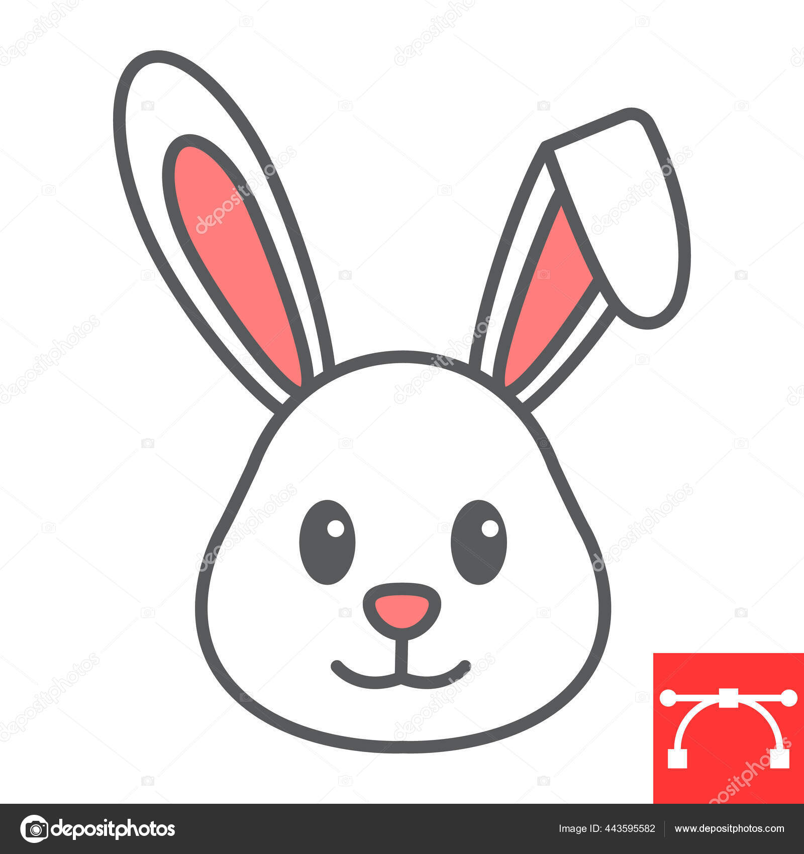 イースターウサギの色のラインのアイコン 面白いと休日 イースターウサギのベクトルのアイコン ベクトルグラフィックス 編集可能なストロークのフルアウトライン記号 Eps 10 ストックベクター C Amin268