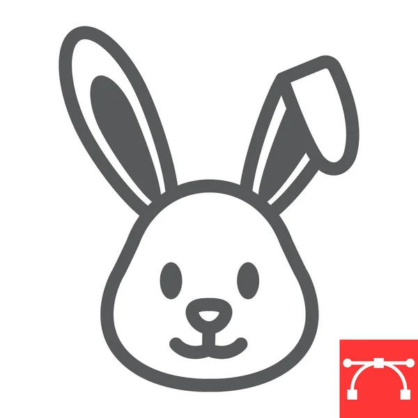 Pasen konijn lijn icoon, grappig en vakantie, Pasen konijn vector icoon, vector graphics, bewerkbare slag outline teken, 10 slaapplaatsen. — Stockvector