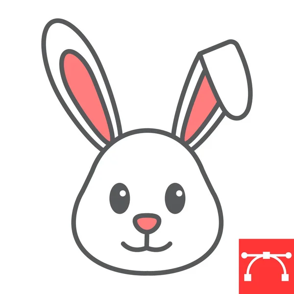 Pasen konijn kleur lijn icoon, grappig en vakantie, Pasen konijn vector icoon, vector graphics, bewerkbare slag gevuld outline teken, 10 slaapplaatsen. — Stockvector
