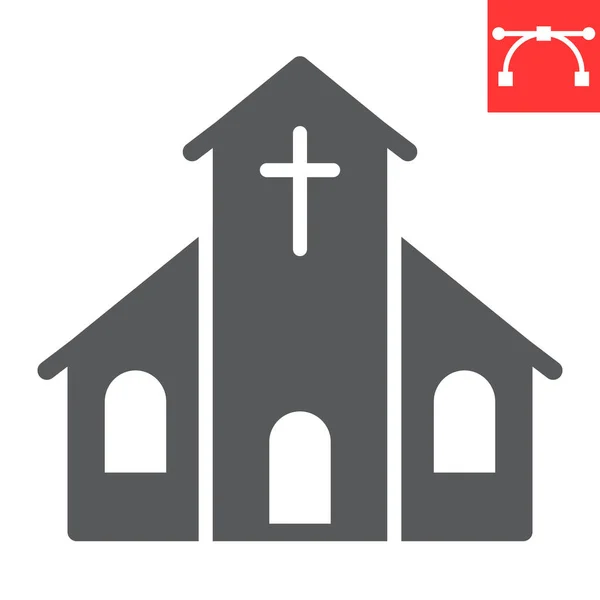 Icône de glyphe d'église, bâtiment et dieu, icône vectorielle d'église, graphiques vectoriels, signe solide modifiable d'AVC, eps 10. — Image vectorielle