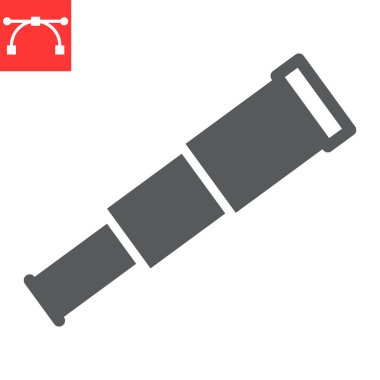 Spyglass glyph simgesi, deniz ve optik, teleskop vektör simgesi, vektör grafikleri, düzenlenebilir felç katı işareti, 10 PS.
