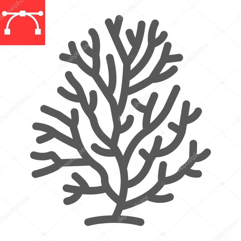 Coral line icon, sea and ocean animals, coral reef vector icon, vector graphics, editable stroke outline sign, eps 10