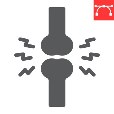 Eklem ağrısı simgesi, osteoporoz ve eklem iltihabı, kemik ağrısı vektör ikonu, vektör grafikleri, düzenlenebilir felç işareti, 10 birim..