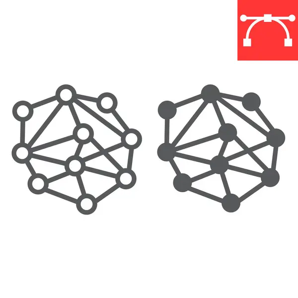 분산된 네트워크 라인 과 글 리프 아이콘, 연결 및 마케팅, 분산 네트워크 벡터 아이콘, 벡터 그래픽스, 편집 가능 한 스트로크 윤곽 기호 , eps 10. — 스톡 벡터