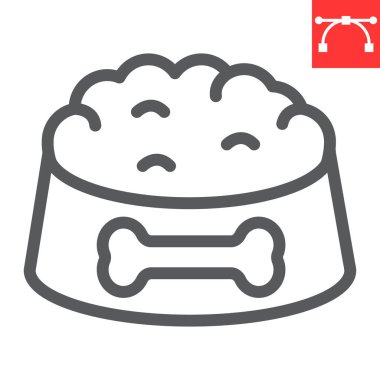 Köpek kasesi çizgisi simgesi, evcil hayvan dükkanı ve besleme, evcil hayvan kasesi vektör ikonu, vektör grafikleri, düzenlenebilir çizgi işareti, 10.