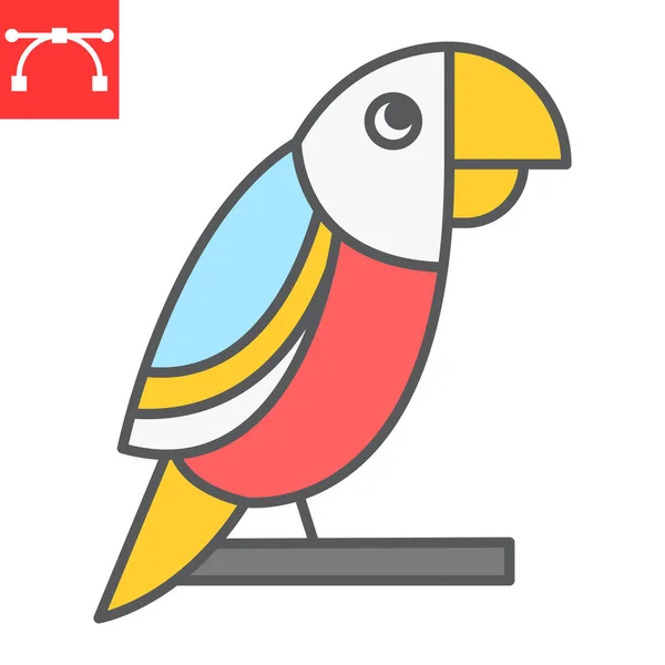 Papegojfärg linje ikon, husdjur och fågel, macaw vektor ikon, vektor grafik, redigerbar stroke fylld kontur tecken, eps 10. — Stock vektor