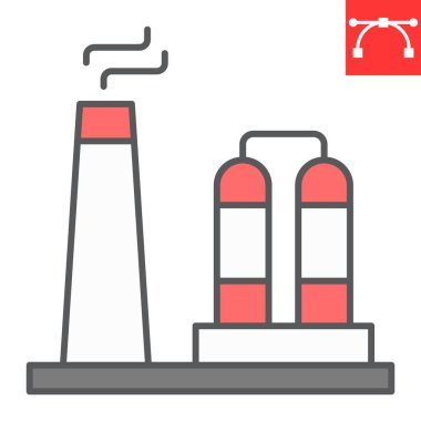 Rafineri renk çizgisi simgesi, fabrika ve endüstri, kimyasal bitki vektör ikonu, vektör grafikleri, düzenlenebilir çizgi işareti, ep 10.