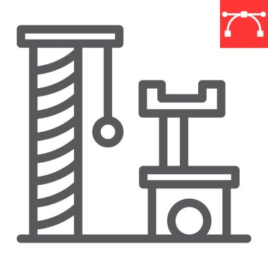 Kedi ağacı ev çizgisi simgesi, evcil hayvan dükkanı ve oyuncak, posta vektör simgesi, vektör grafikleri, düzenlenebilir çizgi işareti, 10 Pound.