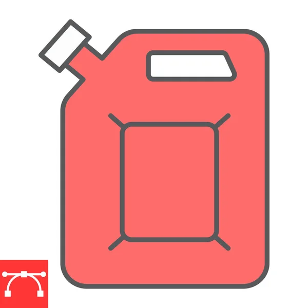 Ícone de linha de cor Jerrycan, galão de combustível e lata de gás, ícone do vetor da lata de gasolina, gráficos vetoriais, sinal de esboço preenchido curso editável, eps 10. —  Vetores de Stock