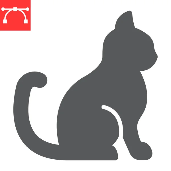 Cat glyph pictogram, huisdier en dier, zittende kat vector pictogram, vector graphics, bewerkbare slag solide teken, eps 10. — Stockvector