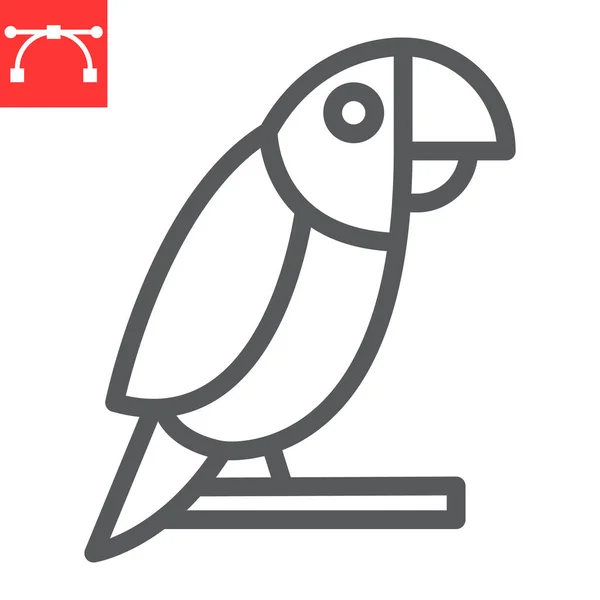 Ikona linii papugi, zwierzę domowe i ptak, ikona wektora, grafika wektorowa, edytowalny znak zarysu linii, eps 10. — Wektor stockowy