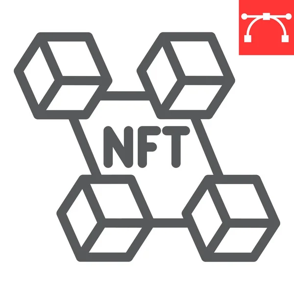 Icona della linea blockchain NFT — Vettoriale Stock