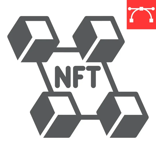 NFT blockchain glyf ikon — Stock vektor