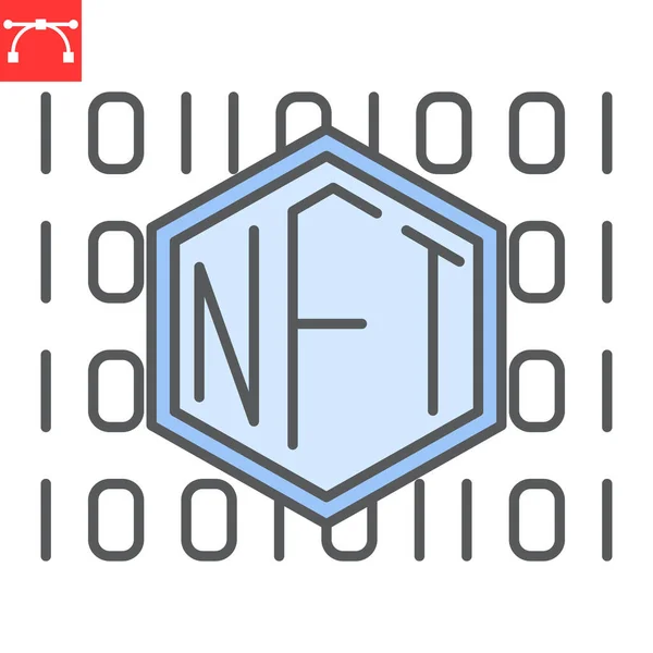 NFT代码彩色线条图标 — 图库矢量图片