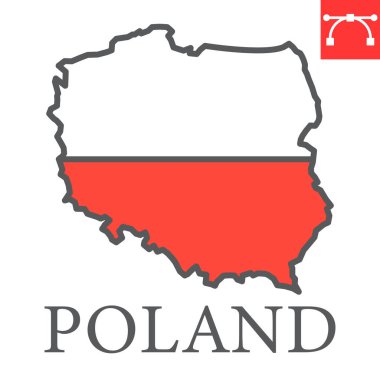 Polonya haritası bayrak renk çizgisi simgesi
