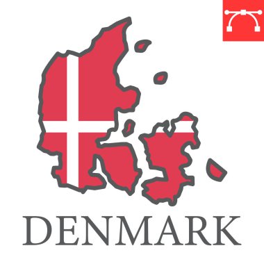 Danimarka bayrak çizgi simgesi haritası