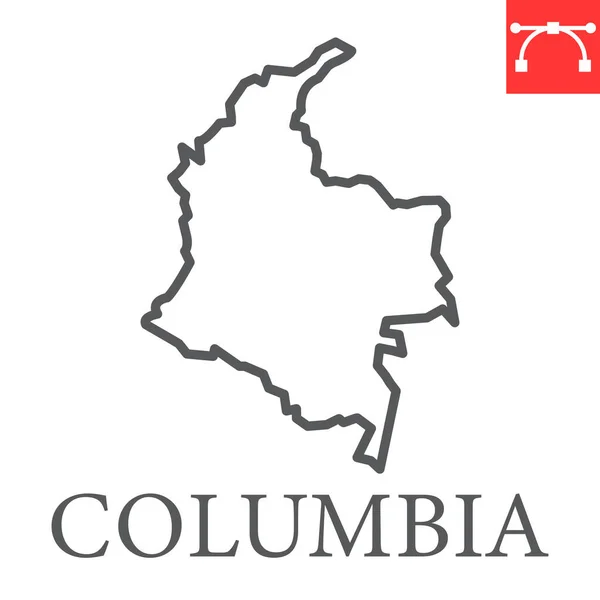 Kaart van Colombia lijn pictogram — Stockvector