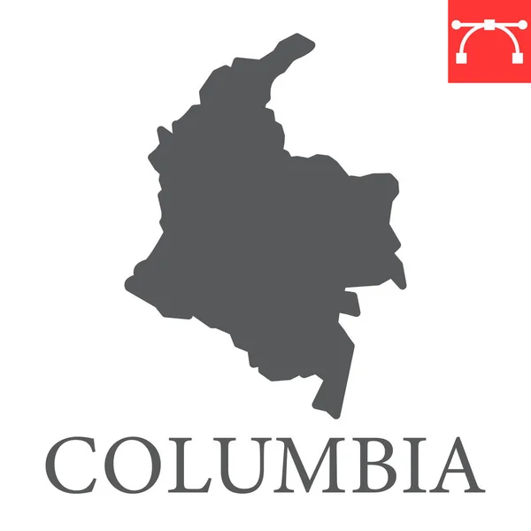 Kaart van Colombia glyph icoon — Stockvector