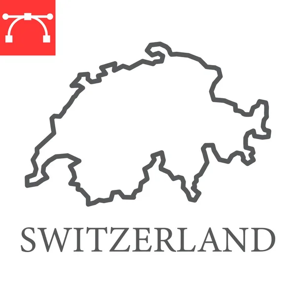 Carte de Suisse ligne icône — Image vectorielle