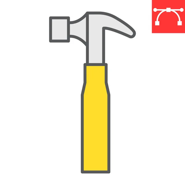 Hammer Farbe Linie Symbol Werkzeug Und Reparatur Hammer Vektor Symbol — Stockvektor