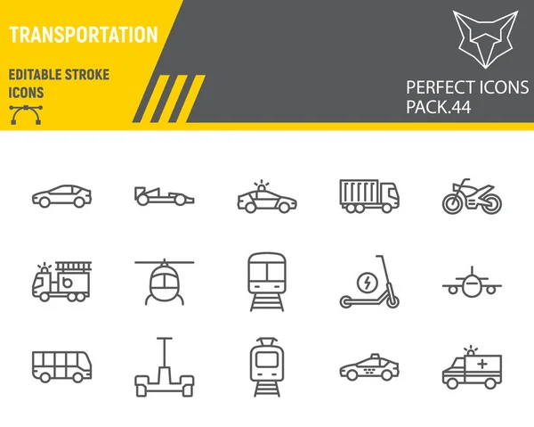 Conjunto Iconos Línea Transporte Colección Transporte Gráficos Vectoriales Ilustraciones Logotipos — Vector de stock