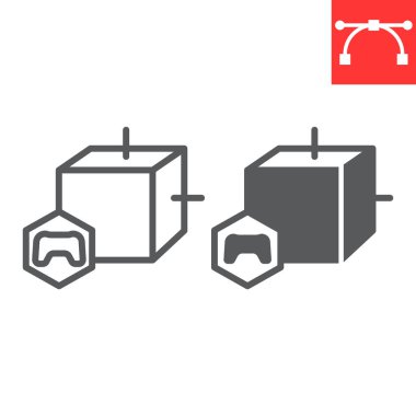 Oyun NFT çizgisi ve glyph simgesi, eşsiz simge ve nft engelleme zinciri, karşılanamayan sembolik vektör simgesi, vektör grafikleri, düzenlenebilir çizgi işareti, eps 10