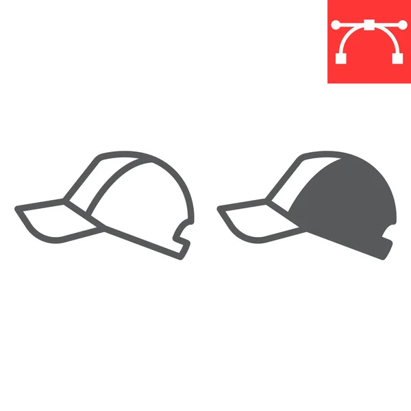 Ligne Casquette Baseball Icône Glyphe Vêtements Usure Icône Vectorielle Bateau — Image vectorielle