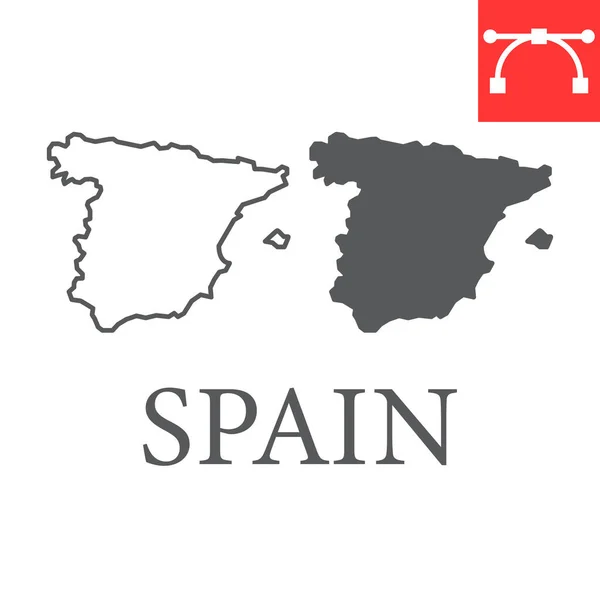 Mapa Espanha Ícone Linha Glifo País Viagens Espanha Ícone Vetor —  Vetores de Stock