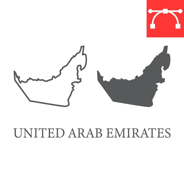 Map United Arab Emirates Line Glyph Icon Country Travel Uae — стоковий вектор