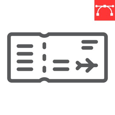 Uçak bileti çizgisi simgesi