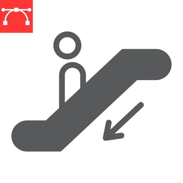 Escada rolante para baixo glifo ícone — Vetor de Stock